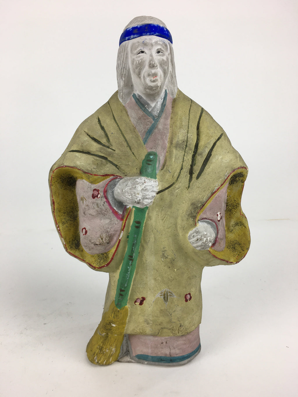 Japanese Clay Doll Vtg Ningyo Traditional Handicraft Kimono Old Woman BD743