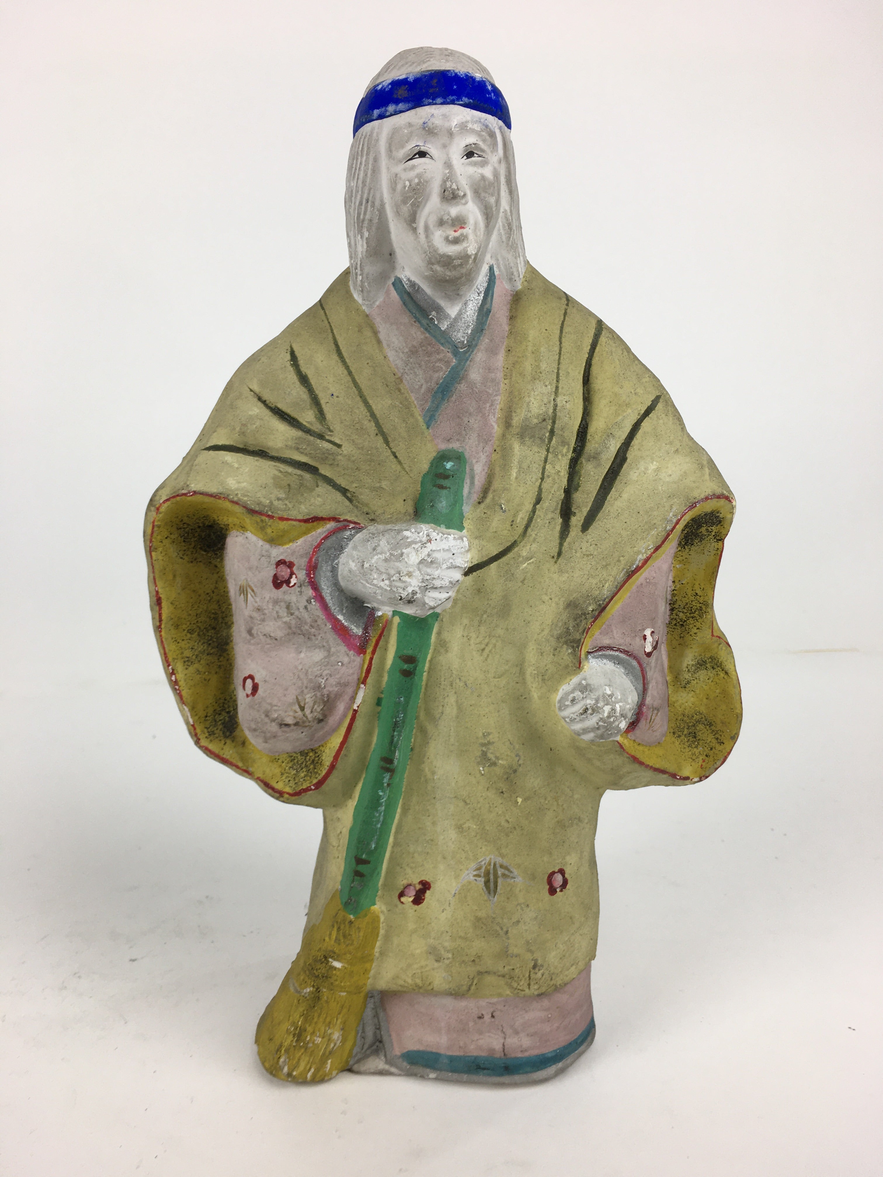 Japanese Clay Doll Vtg Ningyo Traditional Handicraft Kimono Old Woman BD743