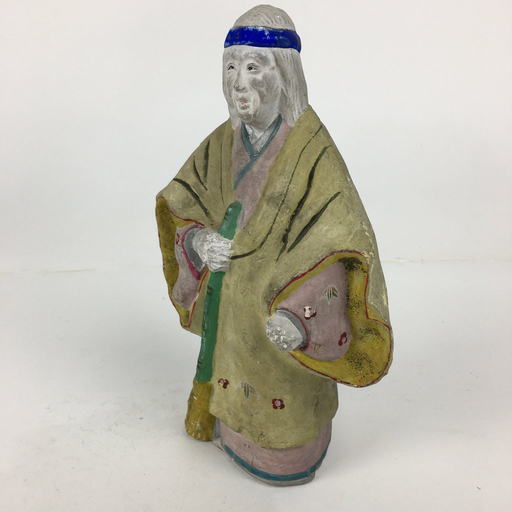Japanese Clay Doll Vtg Ningyo Traditional Handicraft Kimono Old Woman BD743