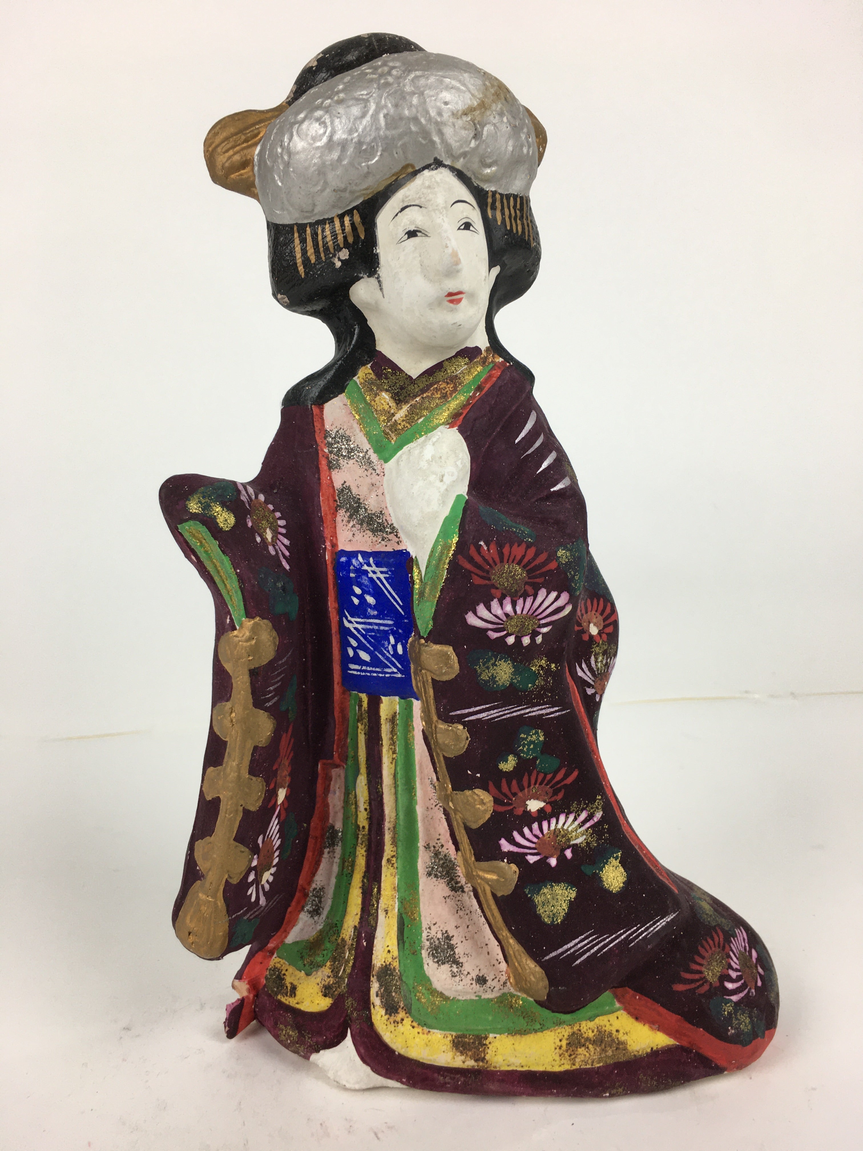 Japanese Clay Doll Vtg Ningyo Traditional Handicraft Kimono Princess BD750
