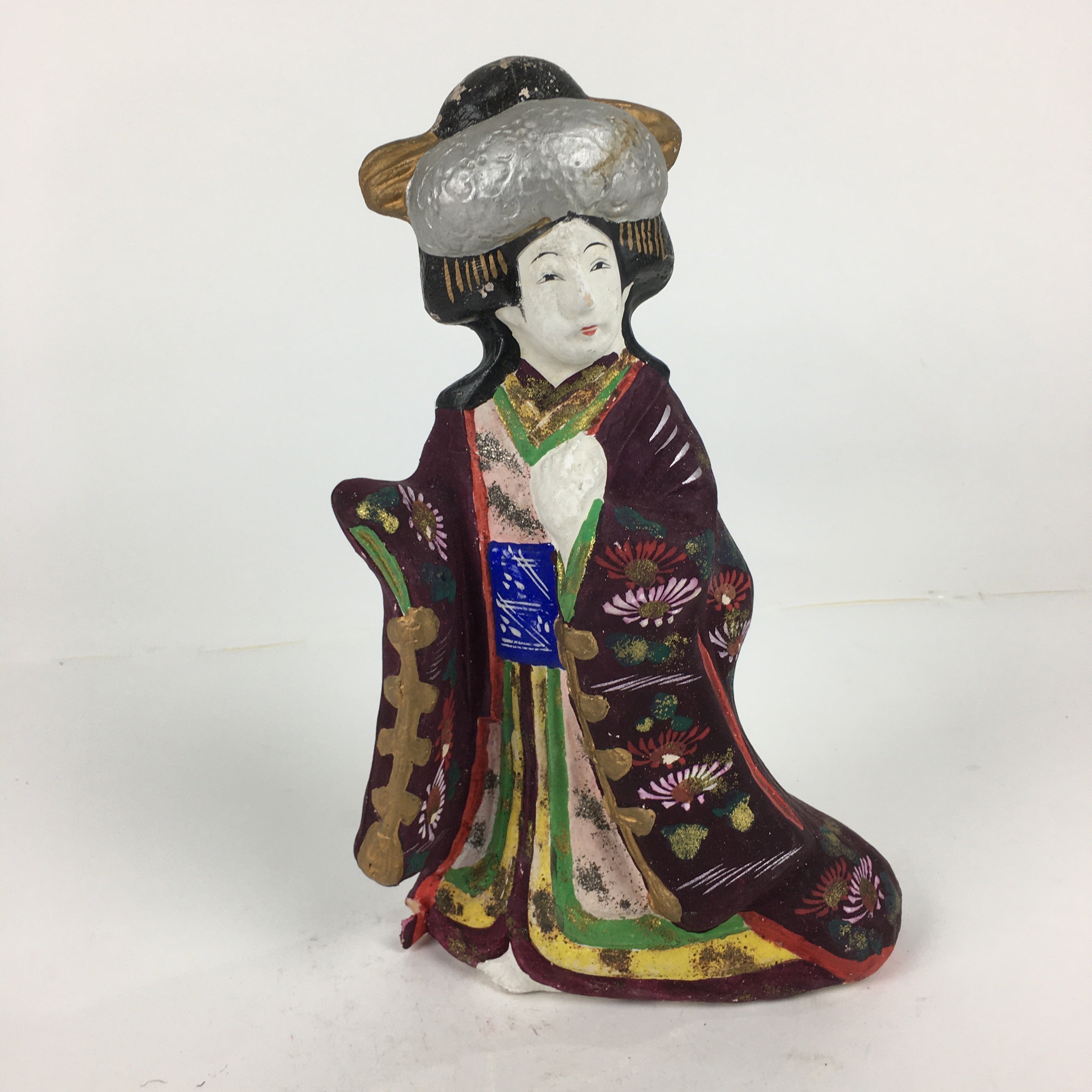 Japanese Clay Doll Vtg Ningyo Traditional Handicraft Kimono Princess BD750