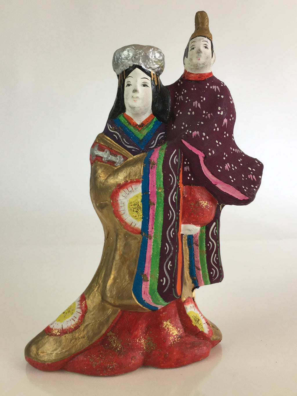 Japanese Clay Doll Vtg Ningyo Traditional Handicraft Mother Child BD833