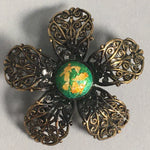 Japanese Cloisonne Brooch Vtg Metal Glass Pin Badge Flower JK92