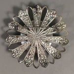 Japanese Cloisonne Brooch Vtg Metal Glass Pin Badge Flower JK95