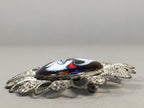 Japanese Cloisonne Brooch Vtg Metal Glass Pin Badge Flower JK95