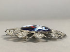 Japanese Cloisonne Brooch Vtg Metal Glass Pin Badge Flower JK95
