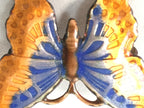 Japanese Cloisonne Brooch Vtg Metal Glass Pin Butterfly Gold Blue JK80