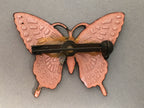Japanese Cloisonne Brooch Vtg Metal Glass Pin Butterfly Gold Blue JK80
