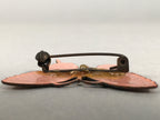 Japanese Cloisonne Brooch Vtg Metal Glass Pin Butterfly Gold Blue JK80