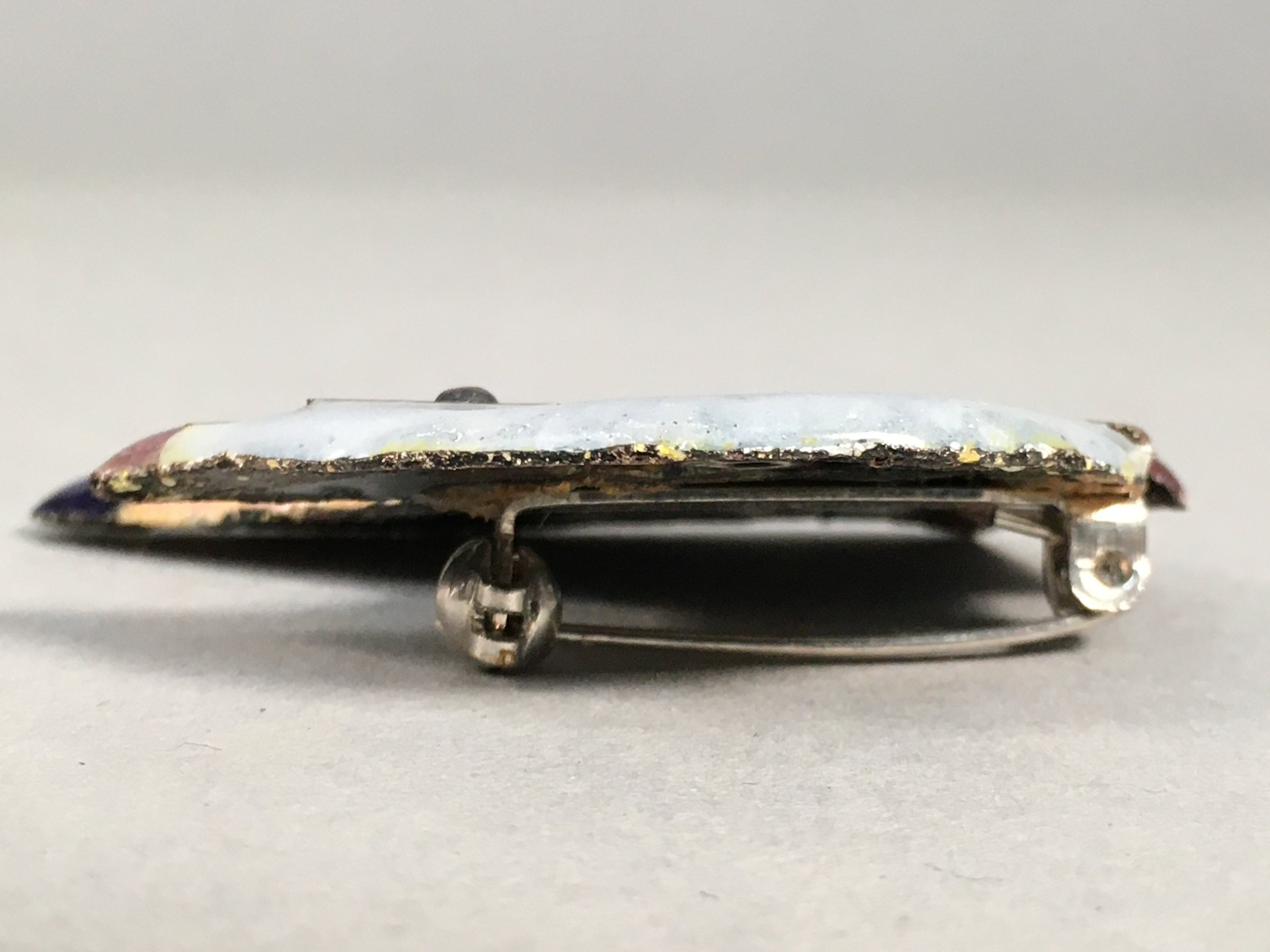 Japanese Cloisonne Brooch Vtg Metal Glass Pin Eagle Bird JK62