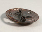 Japanese Cloisonne Brooch Vtg Metal Glass Pin Shippo Bird Gold Green Oval JK71