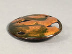 Japanese Cloisonne Brooch Vtg Metal Glass Pin Shippo Bird Gold Green Oval JK71