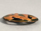 Japanese Cloisonne Brooch Vtg Metal Glass Pin Shippo Bird Gold Green Oval JK71