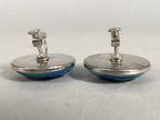Japanese Cloisonne Earrings Vtg Metal Glass Shippo Round Blue Green White JK77