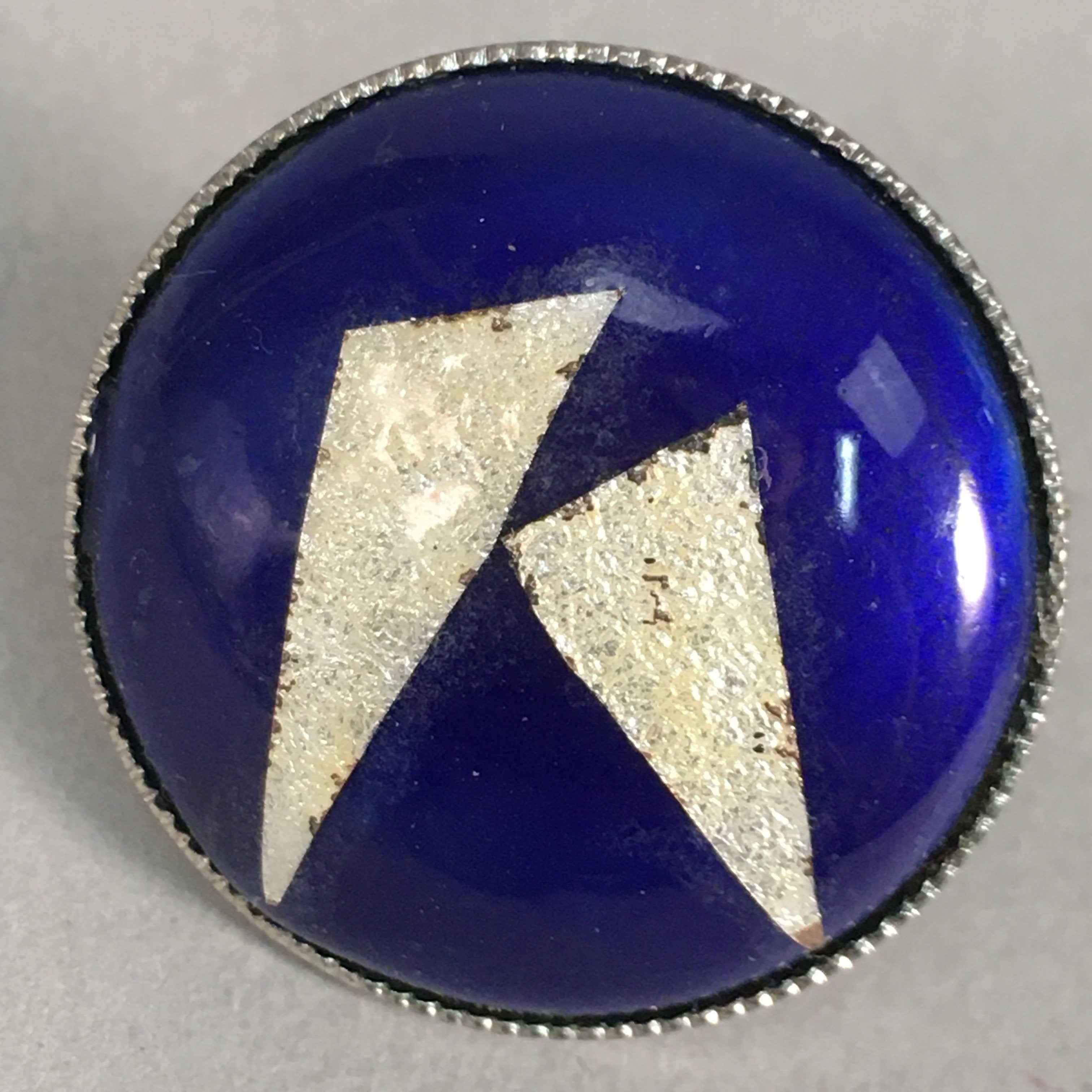 Japanese Cloisonne Earrings Vtg Metal Glass Shippo Round Gold Blue JK76