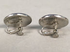 Japanese Cloisonne Earrings Vtg Metal Glass Shippo Round Gold Blue JK76