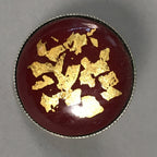 Japanese Cloisonne Earrings Vtg Metal Glass Shippo Round Gold Brown JK72