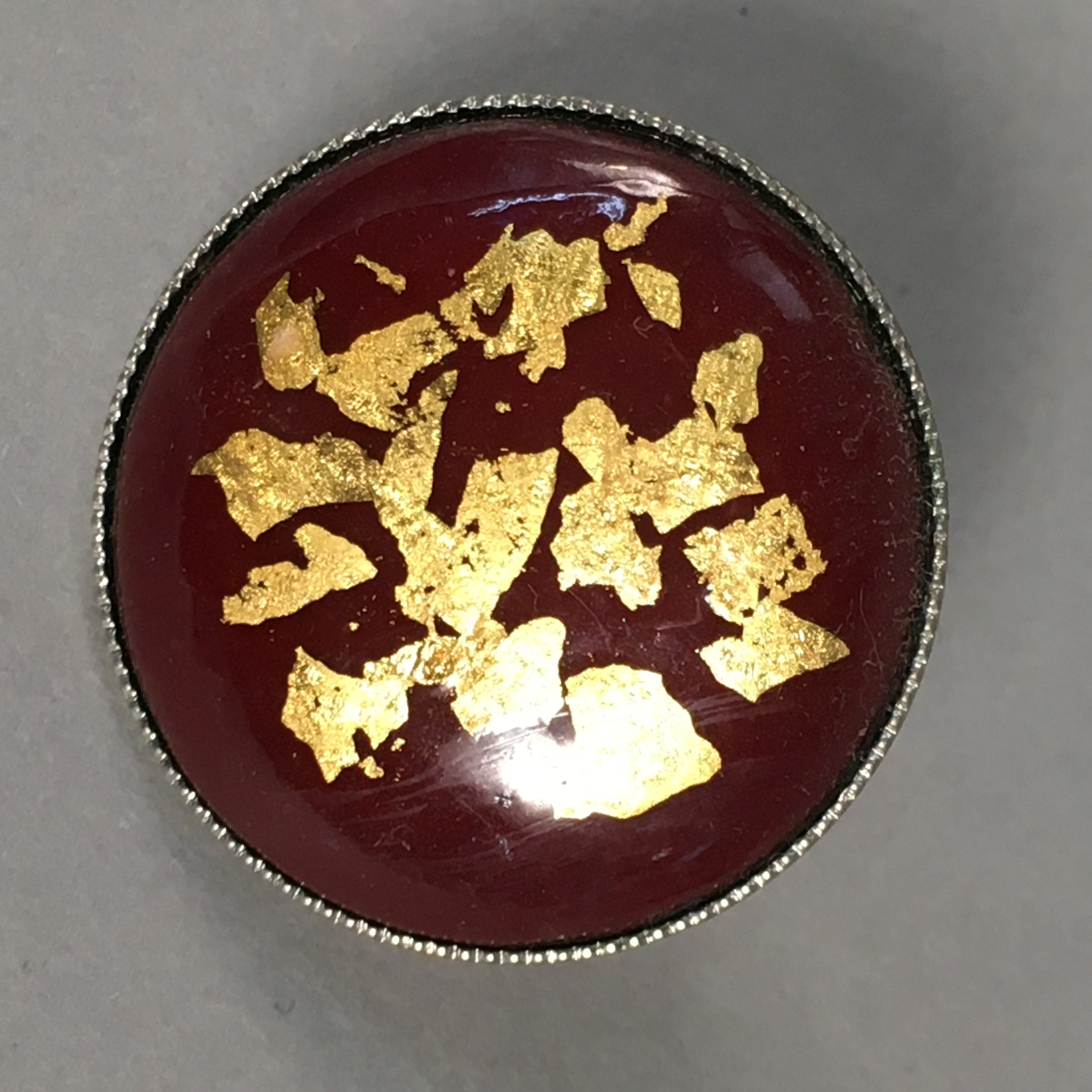 Japanese Cloisonne Earrings Vtg Metal Glass Shippo Round Gold Brown JK72