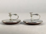 Japanese Cloisonne Earrings Vtg Metal Glass Shippo Round Gold Brown JK72