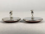 Japanese Cloisonne Earrings Vtg Metal Glass Shippo Round Gold Brown JK72