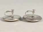 Japanese Cloisonne Earrings Vtg Metal Glass Shippo Round Gold White JK74