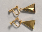 Japanese Cloisonné Earrings Vtg Metal Glass Shippo Triangle Blue JK105