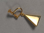 Japanese Cloisonné Earrings Vtg Metal Glass Shippo Triangle Blue JK105