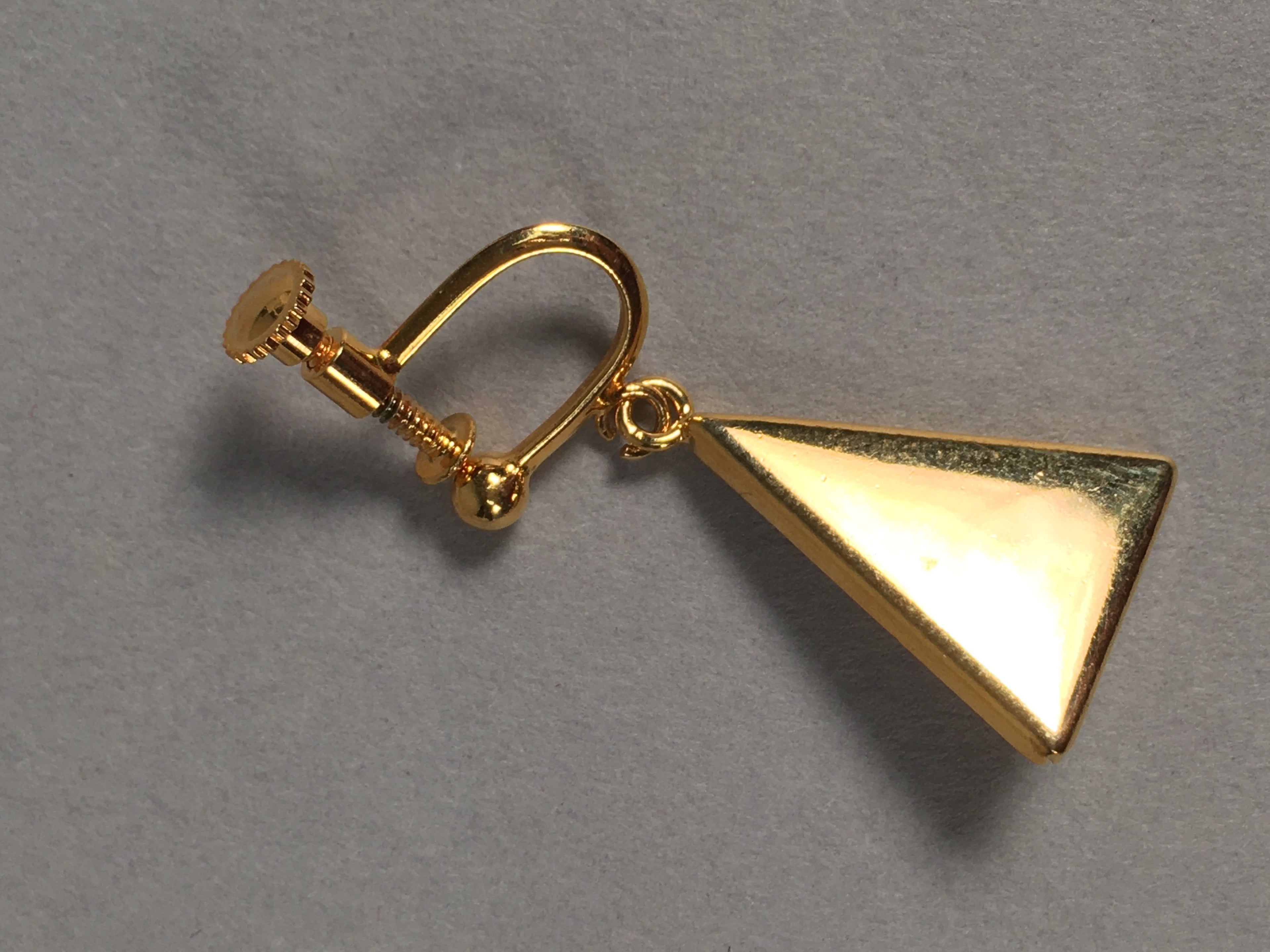 Japanese Cloisonné Earrings Vtg Metal Glass Shippo Triangle Blue JK105