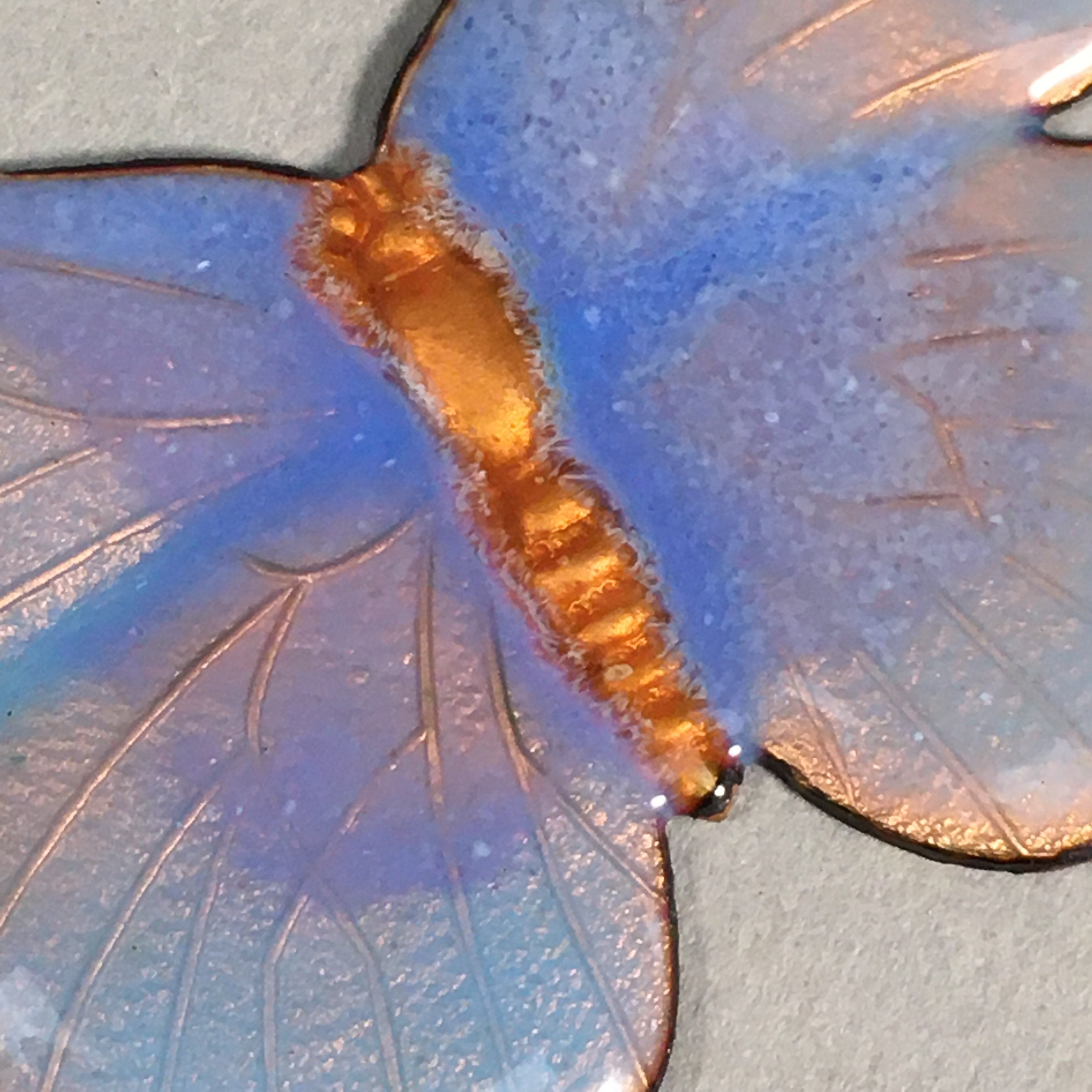 Japanese Cloisonne Ornament Display Vtg Butterfly Shippo Blue Gold JK66