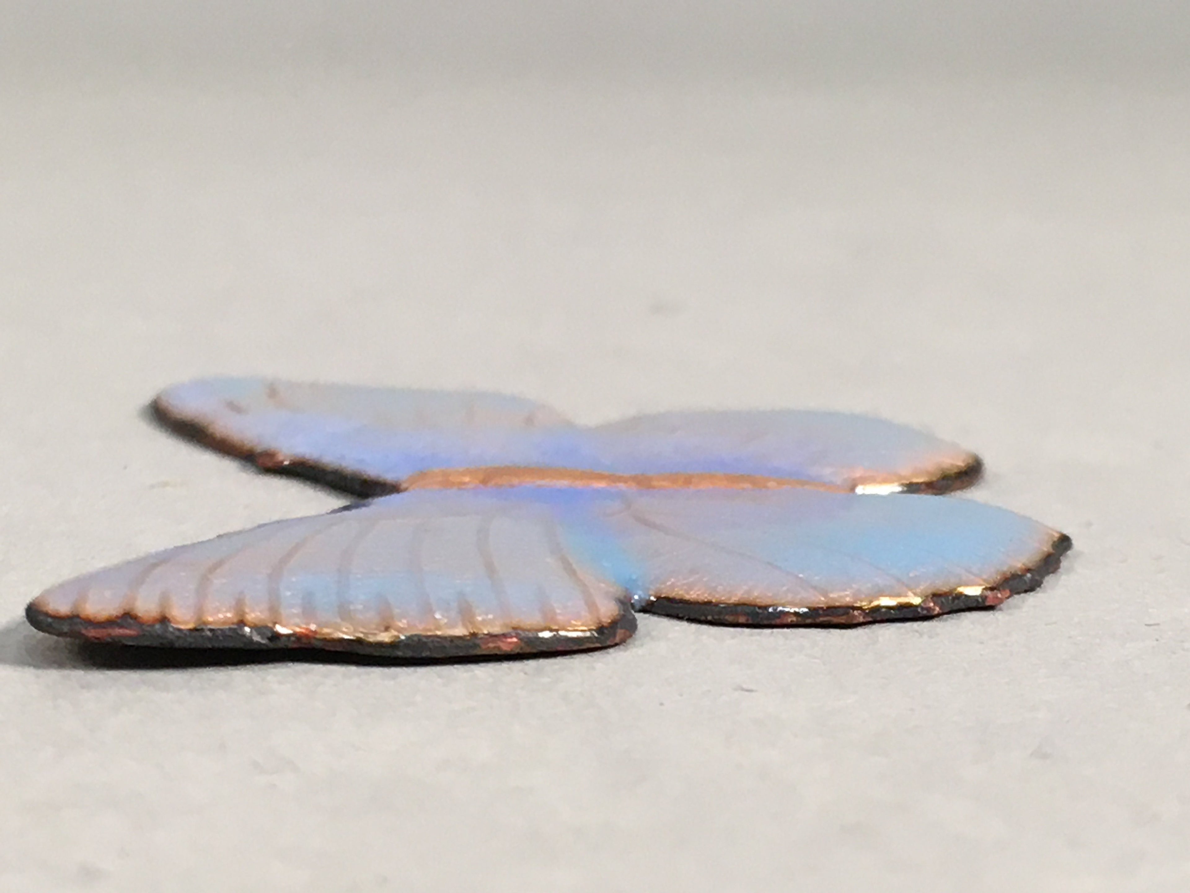 Japanese Cloisonne Ornament Display Vtg Butterfly Shippo Blue Gold JK66