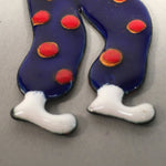 Japanese Cloisonne Ornament Display Vtg Clown Shippo Blue Red Dots JK40