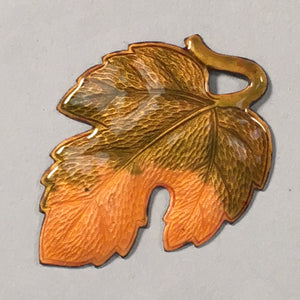 Japanese Cloisonne Ornament Display Vtg Shippo Autumn Leaf Gold Brown JK68