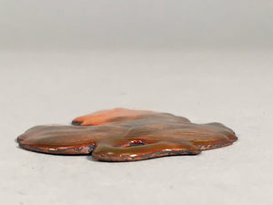 Japanese Cloisonne Ornament Display Vtg Shippo Autumn Leaf Gold Brown JK69