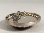Japanese Cloisonne Oval Brooch Vtg Metal Glass Pin Red White Flower Petal JK59