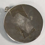 Japanese Cloisonne Round Pendant Vtg Metal Glass Floral Green Leaf JK57