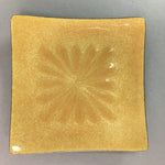 Japanese Cloisonne Small Plate Vtg Square Shippo ware Kozara Gold Flower PT866