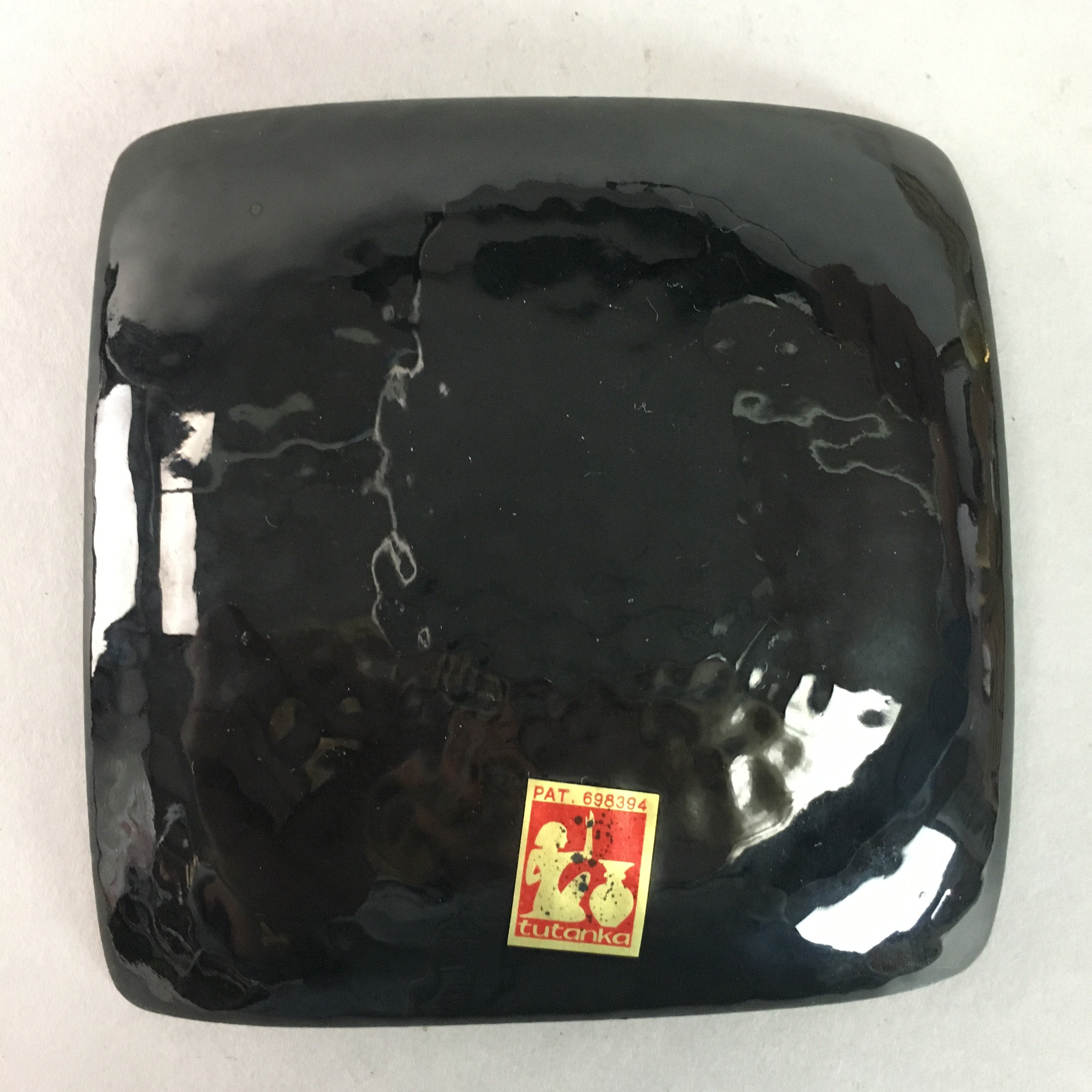 Japanese Cloisonne Small Plate Vtg Square Shippo ware Kozara Gold Flower PT866