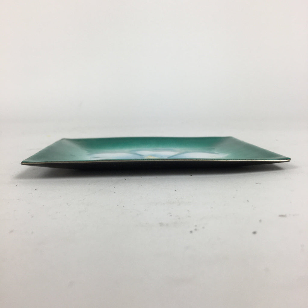 Japanese Cloisonné Ware Plate Vtg Kozara Ceramic Green Enamel Finish Metal T85