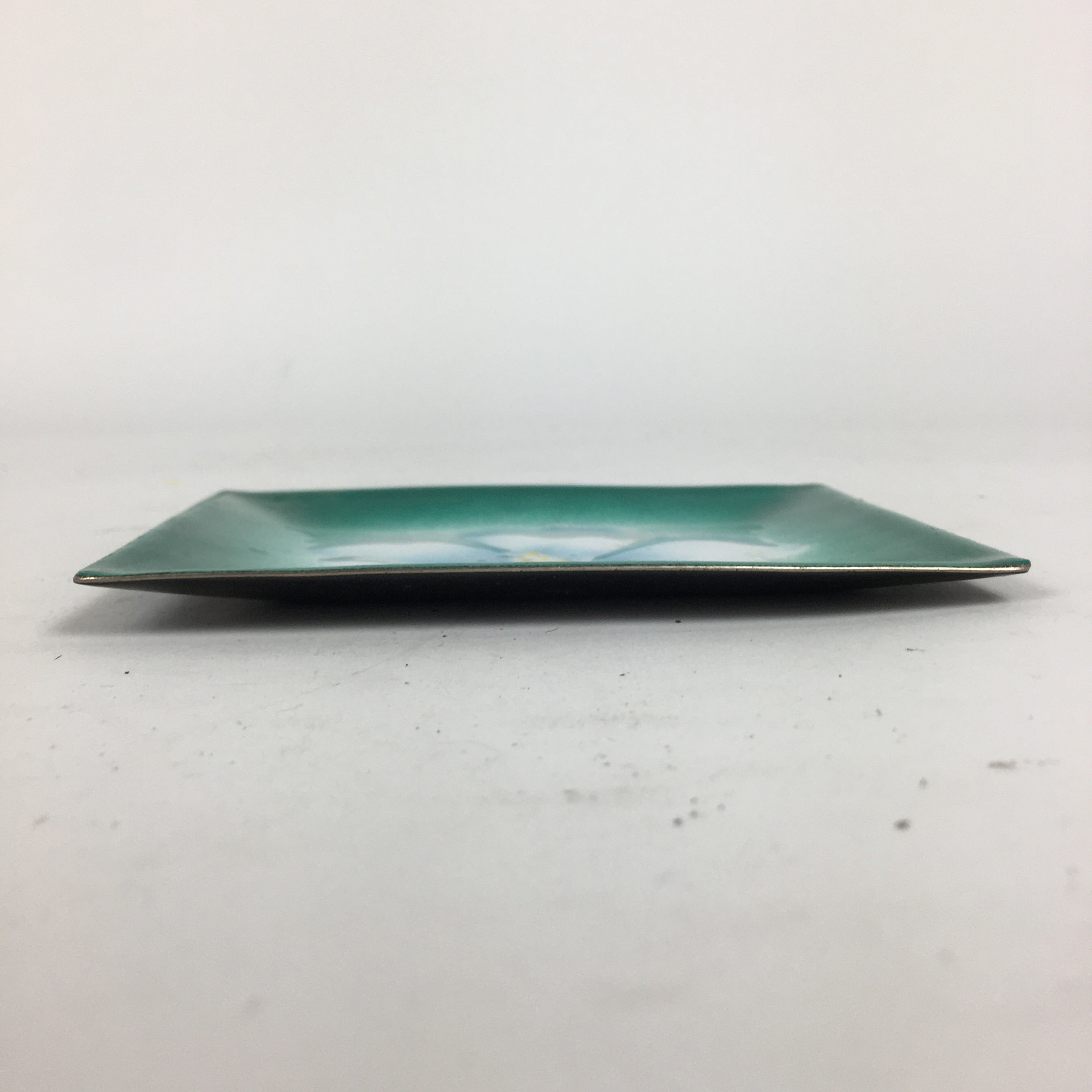 Japanese Cloisonné Ware Plate Vtg Kozara Ceramic Green Enamel Finish Metal T85