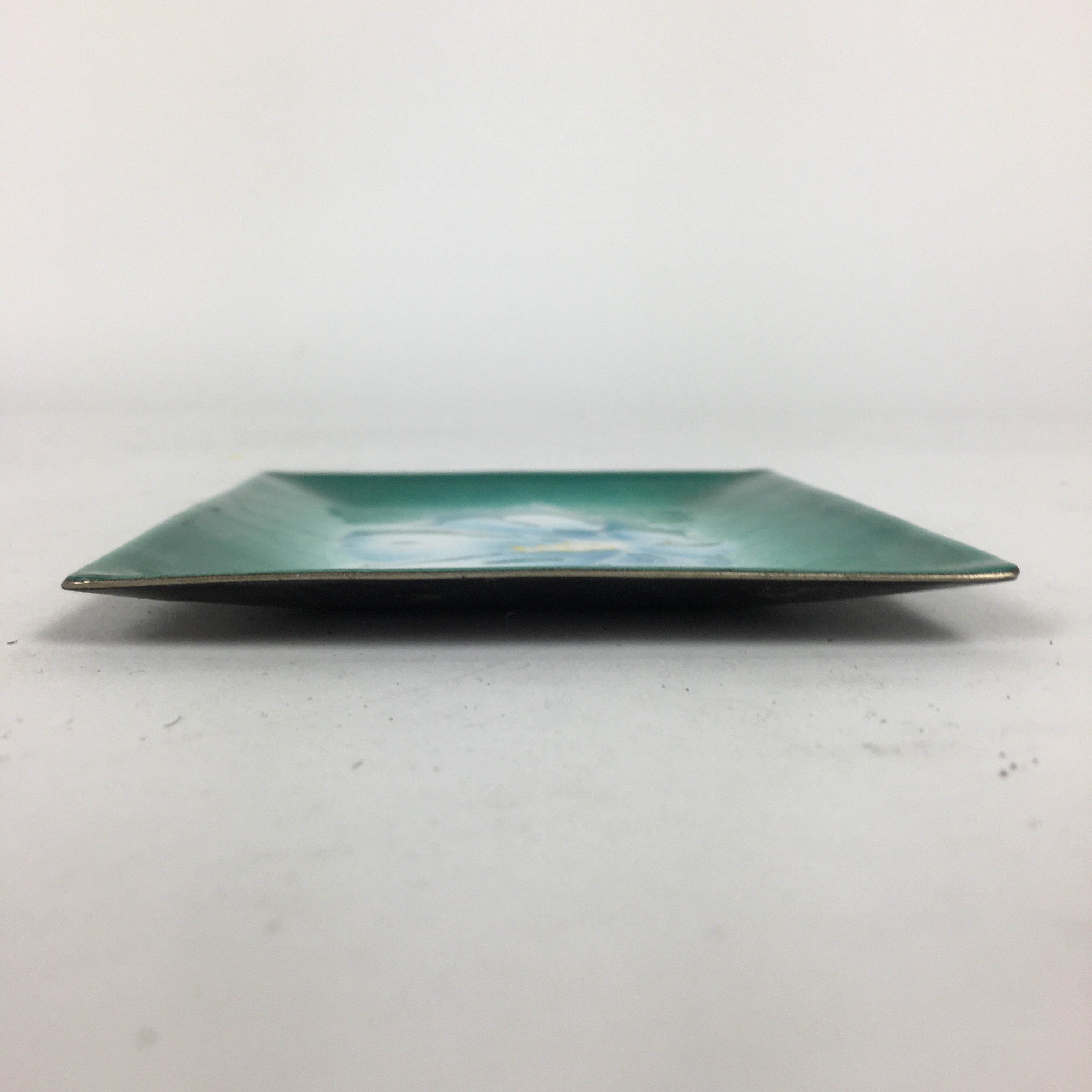 Japanese Cloisonné Ware Plate Vtg Kozara Ceramic Green Enamel Finish Metal T85