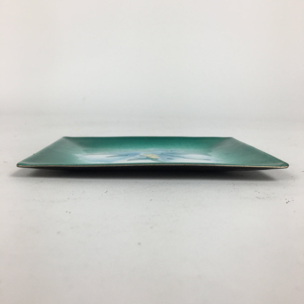 Japanese Cloisonné Ware Plate Vtg Kozara Ceramic Green Enamel Finish Metal T85