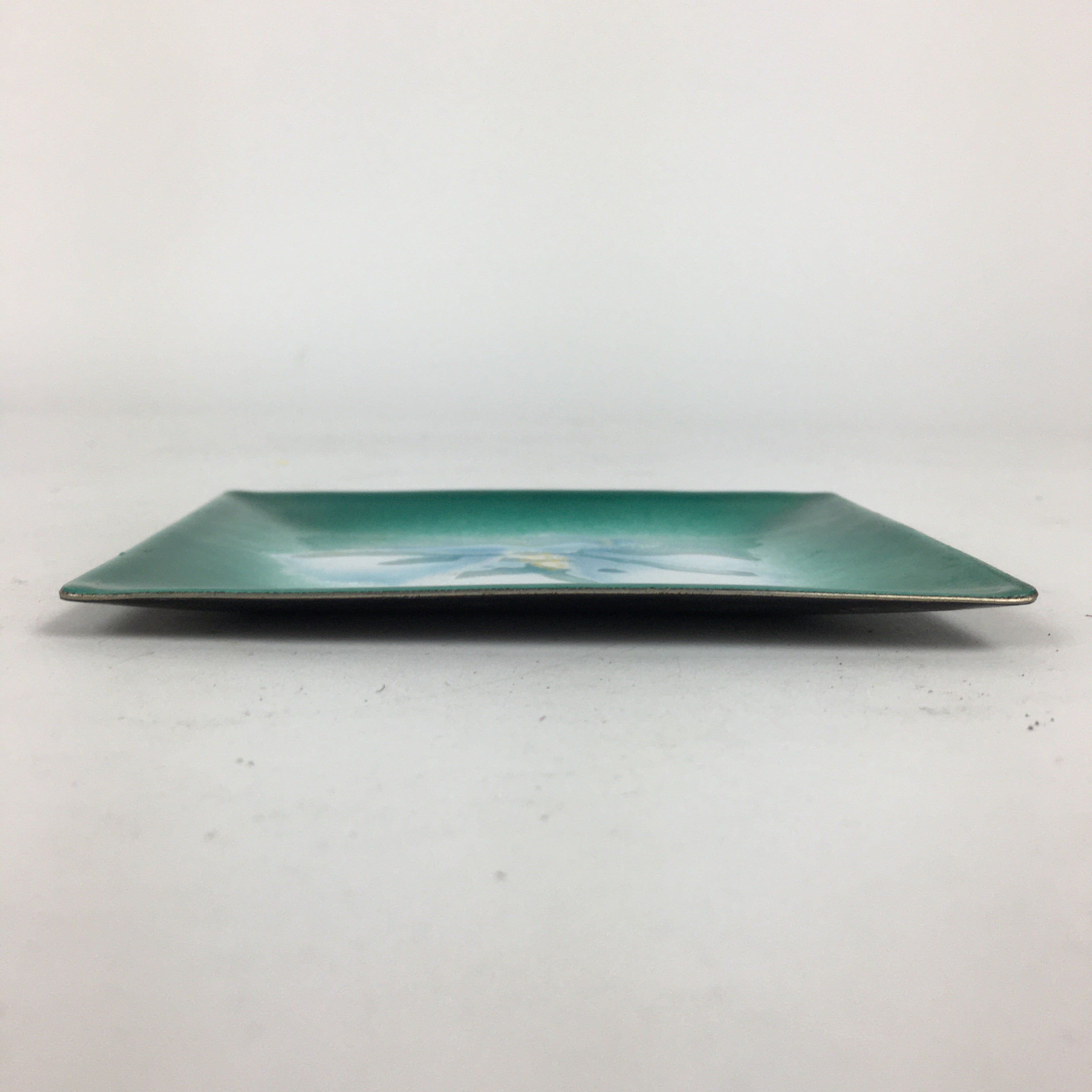 Japanese Cloisonné Ware Plate Vtg Kozara Ceramic Green Enamel Finish Metal T85
