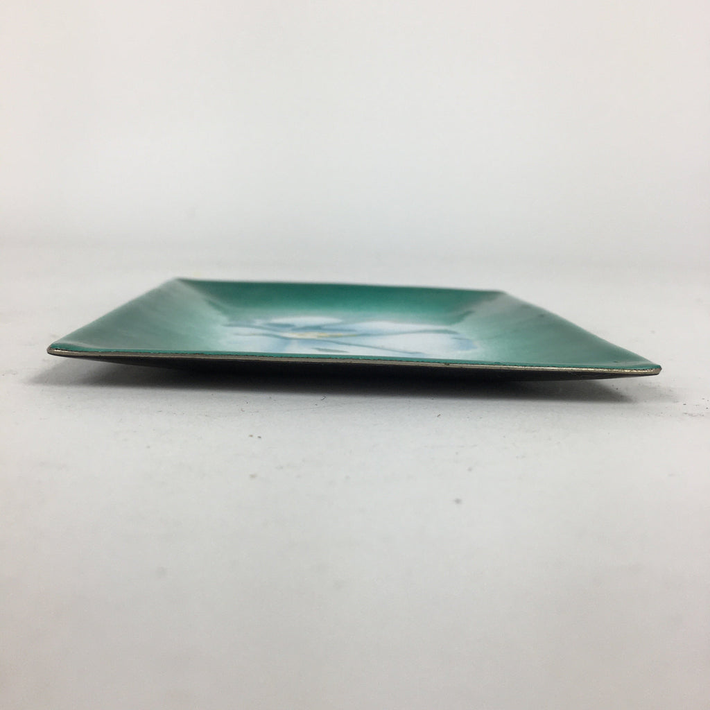 Japanese Cloisonné Ware Plate Vtg Kozara Ceramic Green Enamel Finish Metal T85