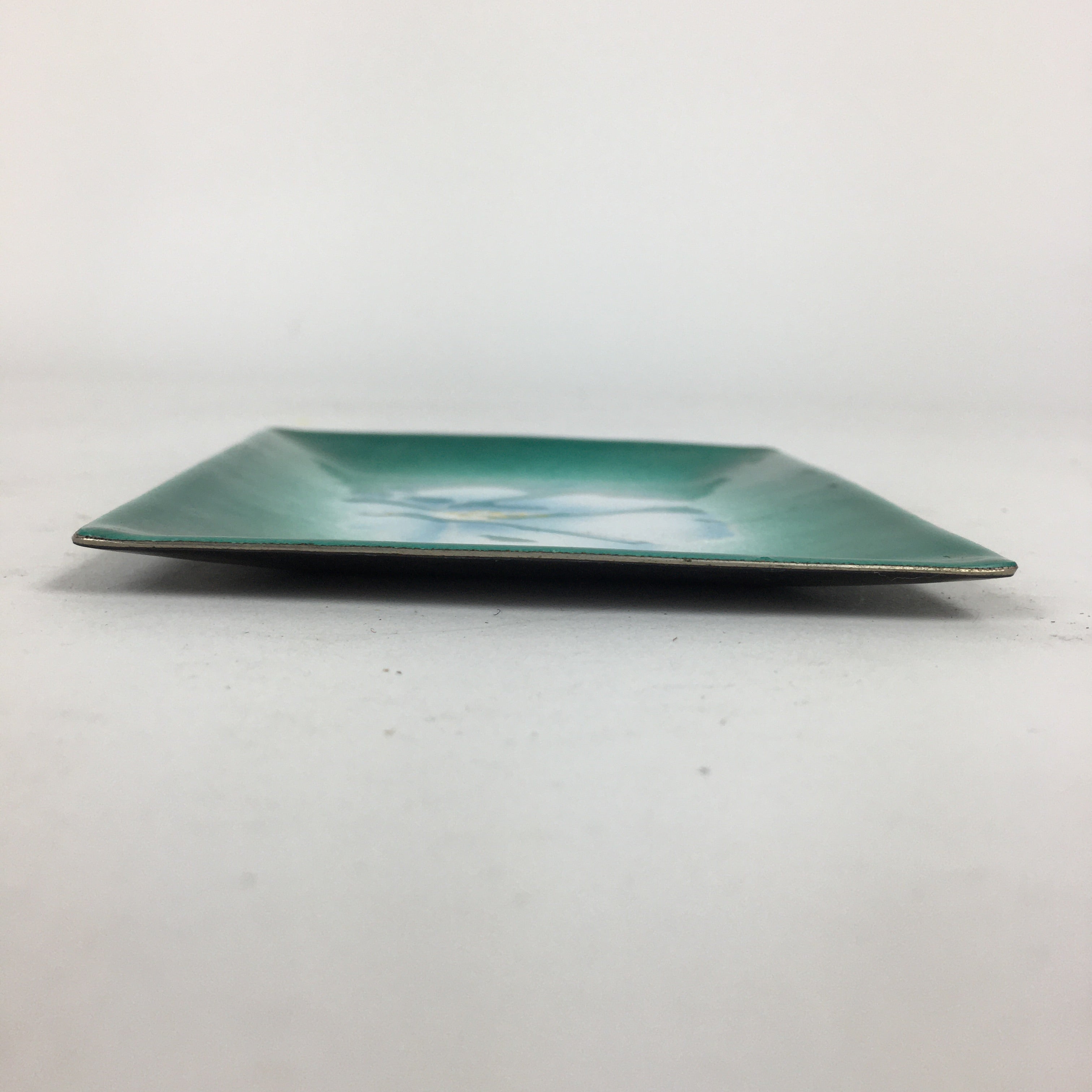 Japanese Cloisonné Ware Plate Vtg Kozara Ceramic Green Enamel Finish Metal T85