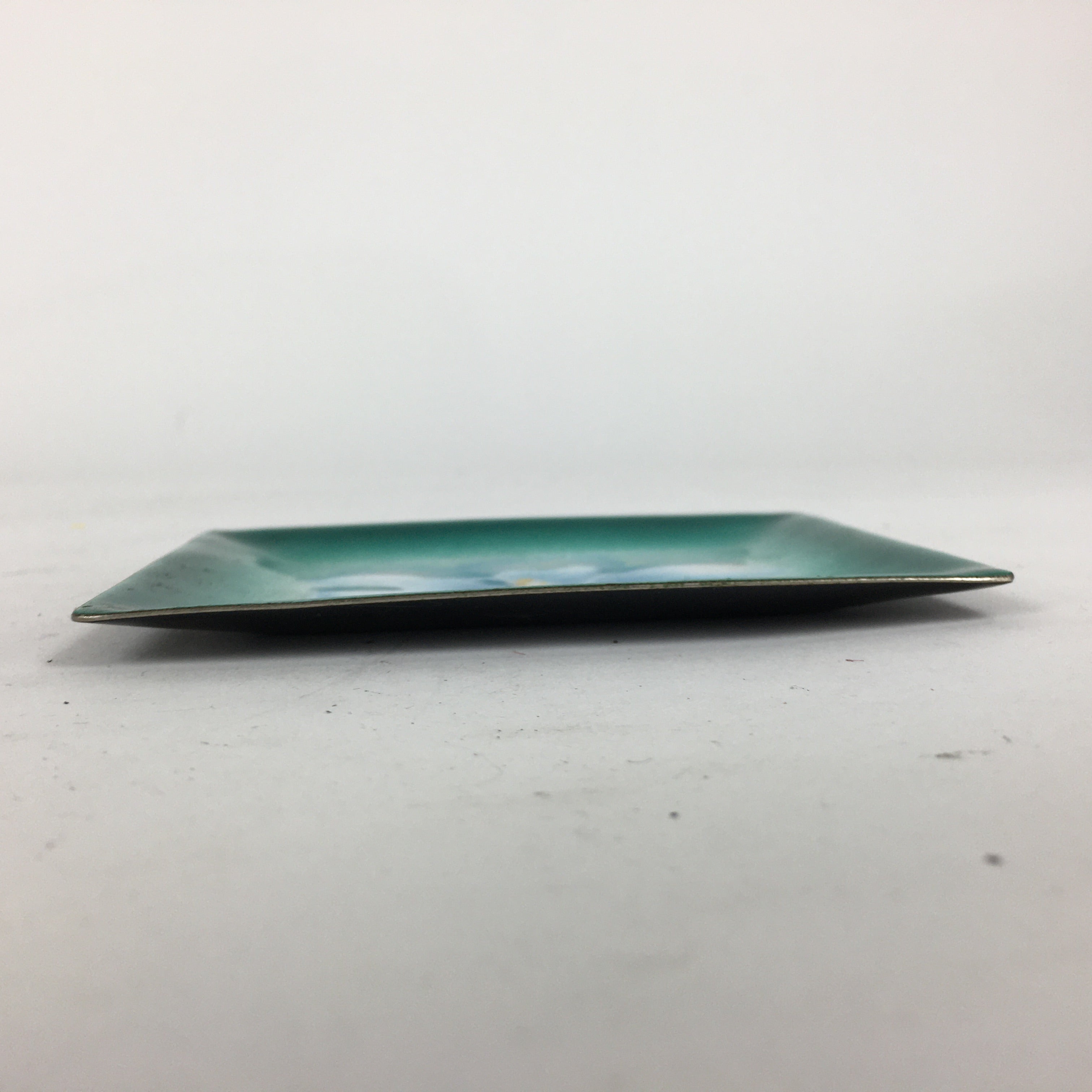 Japanese Cloisonné Ware Plate Vtg Kozara Ceramic Green Enamel Finish Metal T86