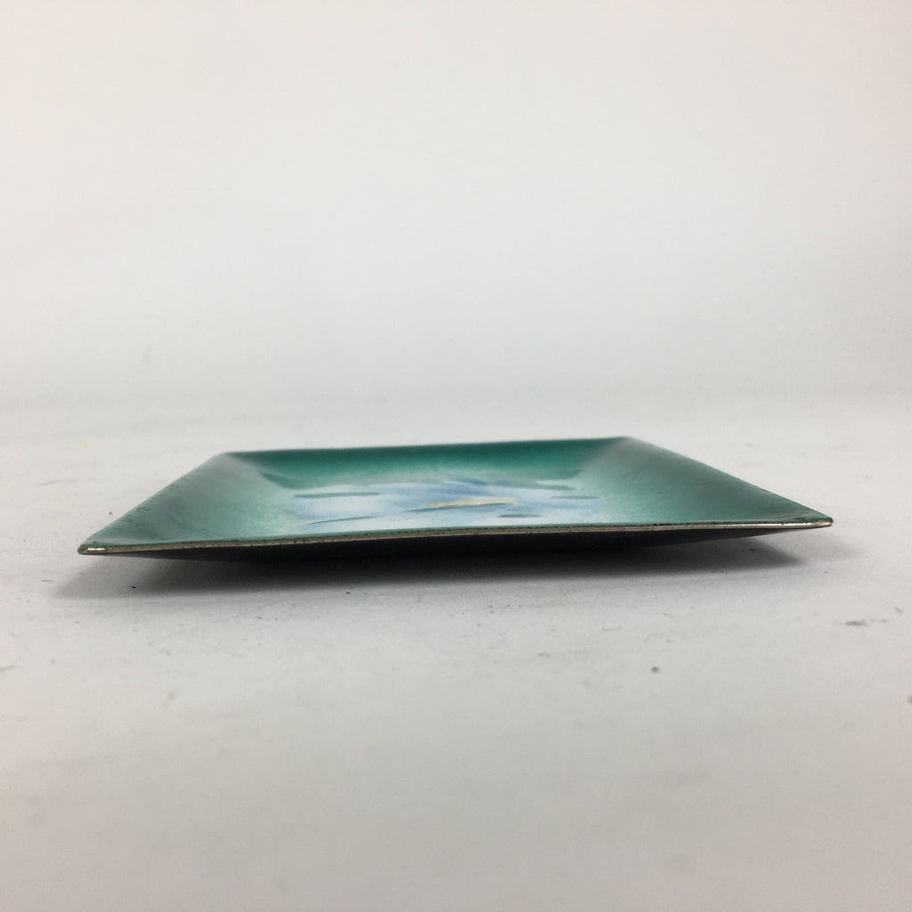 Japanese Cloisonné Ware Plate Vtg Kozara Ceramic Green Enamel Finish Metal T86