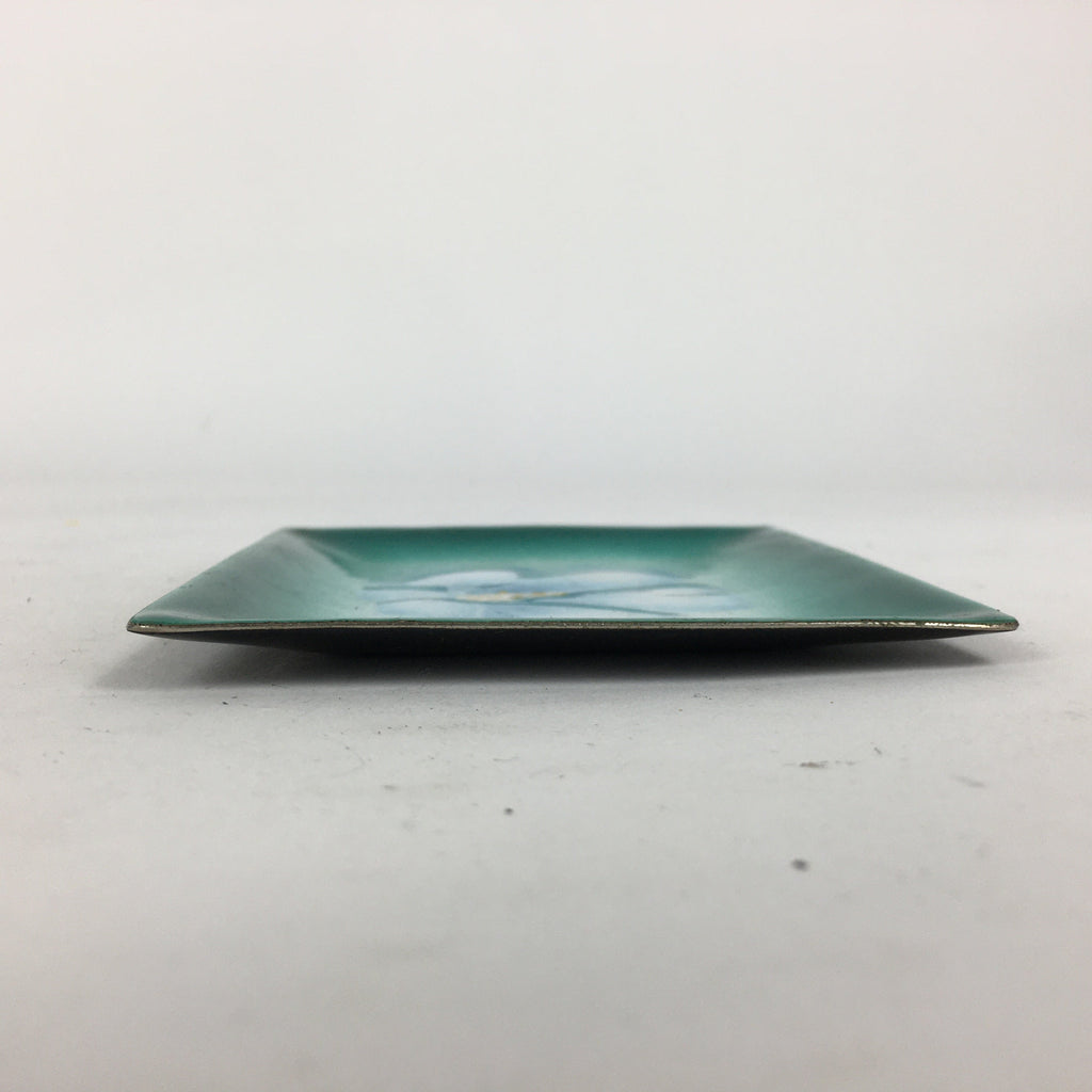 Japanese Cloisonné Ware Plate Vtg Kozara Ceramic Green Enamel Finish Metal T86