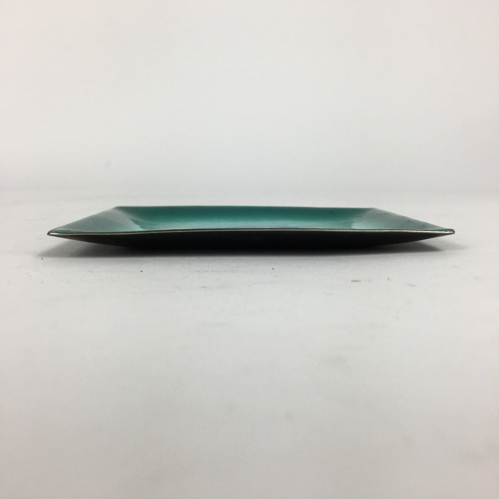 Japanese Cloisonné Ware Plate Vtg Kozara Ceramic Green Enamel Finish Metal T87