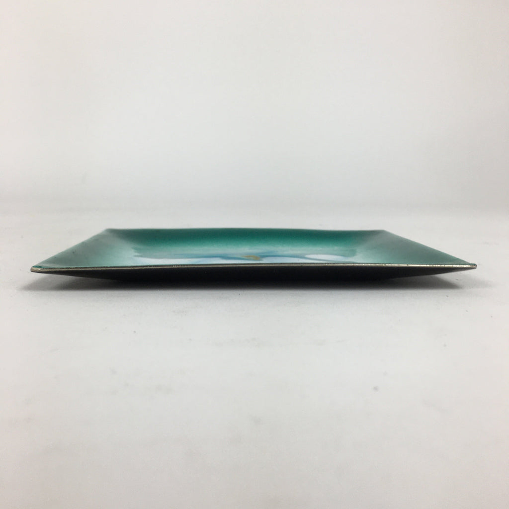 Japanese Cloisonné Ware Plate Vtg Kozara Ceramic Green Enamel Finish Metal T87