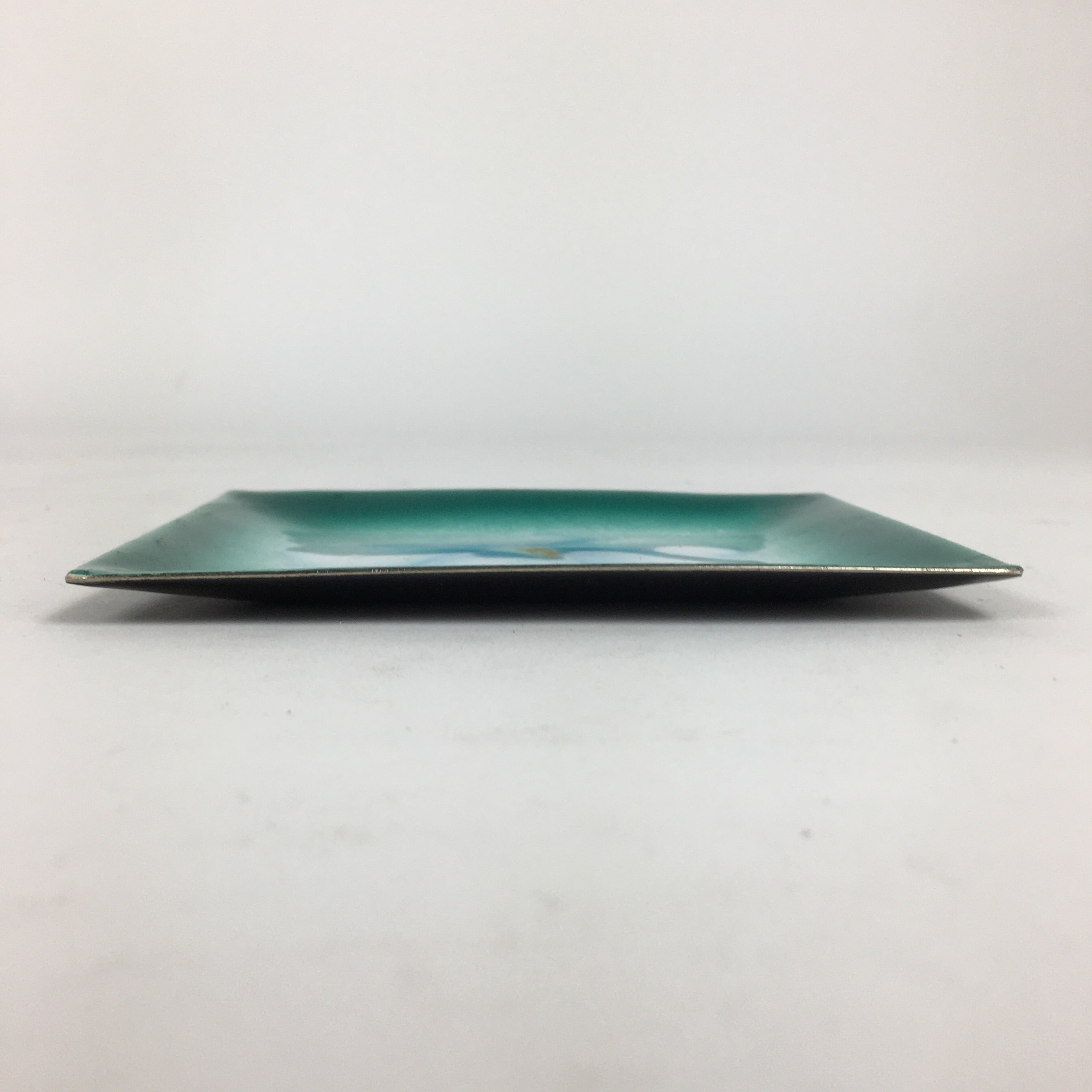 Japanese Cloisonné Ware Plate Vtg Kozara Ceramic Green Enamel Finish Metal T87